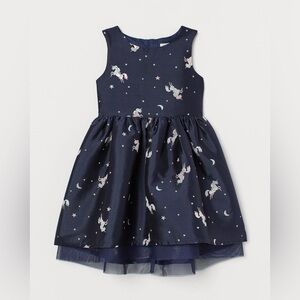 H&M Tulle Iridescent Navy Blue Dress | Size 4-5